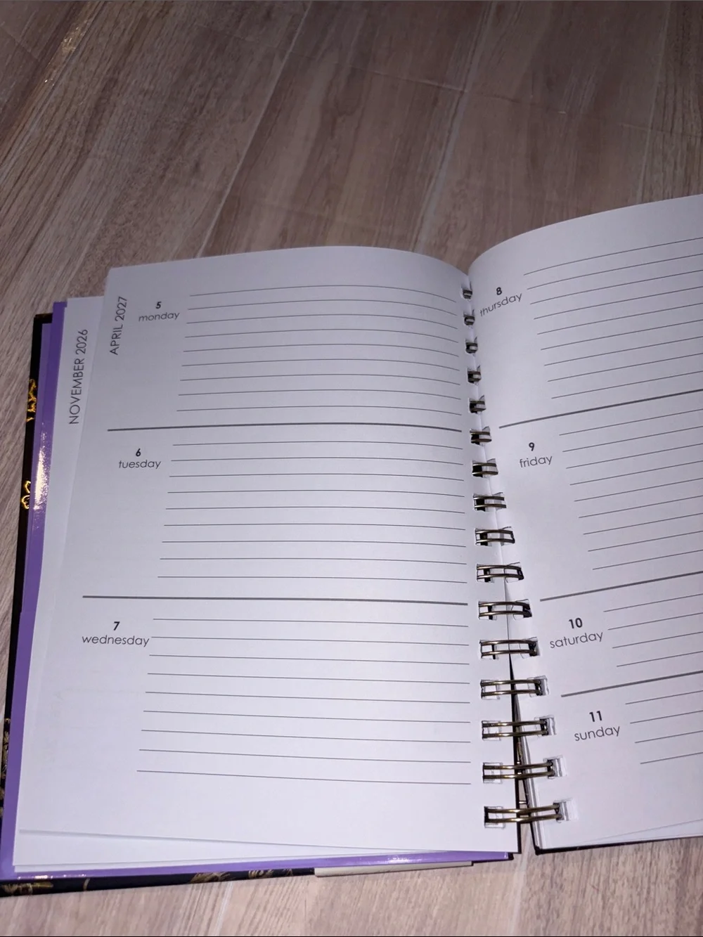 Faith-Inspired 2026-2027 Black & Gold Floral Planner with Gold Pen